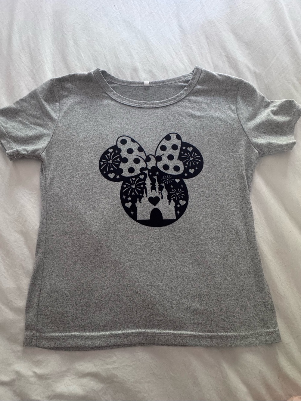 Girls' Grey Graphic Minnie Mouse Tee